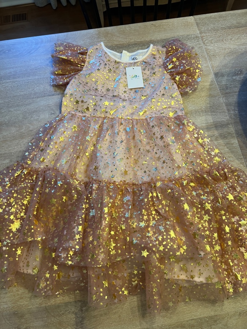 Lola and the boys size 10 gold stardust dress NWT